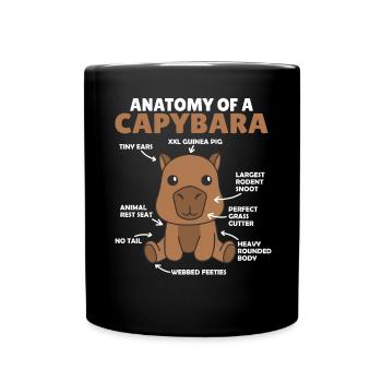 süßes Capybara Erklärung Anatomy of a Capybara - Tasse einfarbig - Schwarz - Vorne