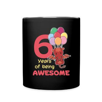Drache zum 6. Geburtstag Kinder sechs Jahre alt - Tasse einfarbig - Schwarz - Vorne