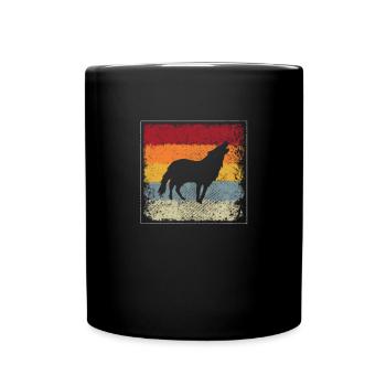 Wolf Retro - Tasse einfarbig - Schwarz - Vorne