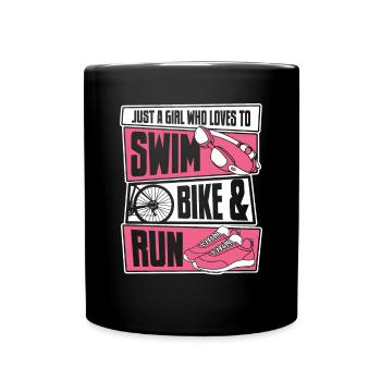 A Girl Who Loves Swim Bike Run Training Triathlet - Tasse einfarbig - Schwarz - Vorne