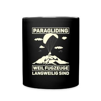 Paragliding Paragleiter Gleitschirm - Tasse einfarbig - Schwarz - Vorne