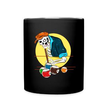 Skeleton Playing Billiards - Full Colour Mug - black - Front