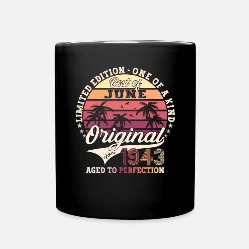 80th Birthday Man Original Juin 1943 - Mug uni - noir