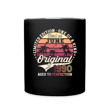 33rd Birthday Man Original June Vintage 1990 - Full Colour Mug - black - Front
