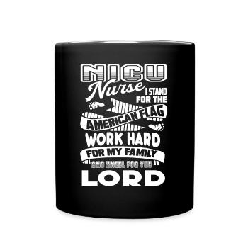 Nicu Nurse Nicu Nurse Stand For American Flag - Full Colour Mug - black - Front