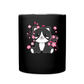 Chat animaux mignons pour enfants kawaii - Mug uni - noir - Devant