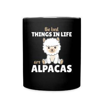 the best things in life are alpacas cute animal - Full Colour Mug - black - Front