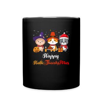 Happy HalloThanksMas - Tasse einfarbig - Schwarz - Vorne
