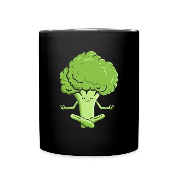 Brokkoli Yoga - Tasse einfarbig - Schwarz - Vorne