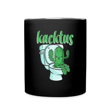 Lustiger Kaktus beim Kacken Kaktus Auf Toilette WC - Tasse einfarbig - Schwarz - Vorne