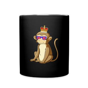 Singe portant la couronne de la reine d’Angleterre - Mug uni - noir - Devant