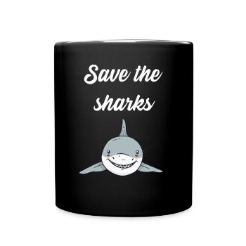 Save the sharks - Tasse einfarbig - Schwarz - Vorne
