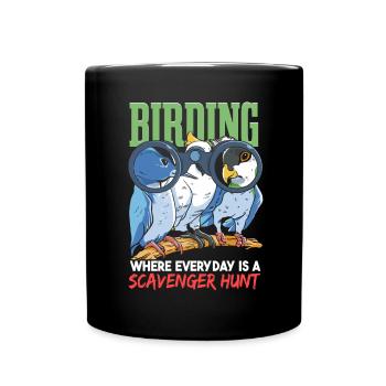 Lustiger Vogelbeobachtungshumor - Tasse einfarbig - Schwarz - Vorne