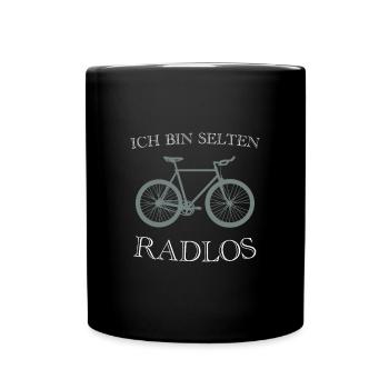 Ich bin selten Radlos - Tasse einfarbig - Schwarz - Vorne