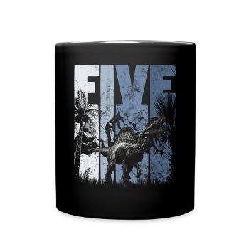 Spinosaurus 5 Jahre Alt Dino 5. Geburtstag - Tasse einfarbig - Schwarz - Vorne