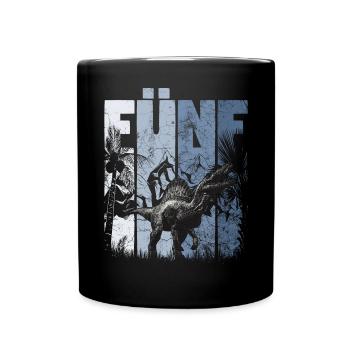 Spinosaurus 5 Jahre Alt Dino 5. Geburtstag - Tasse einfarbig - Schwarz - Vorne