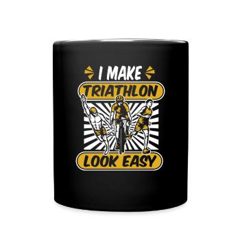 I Make Triathlon Look Easy Triathlete Training - Full Colour Mug - black - Front