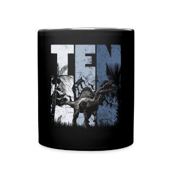 Spinosaurus 10 Jahre Alt Dino 10. Geburtstag - Tasse einfarbig - Schwarz - Vorne