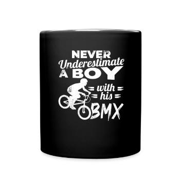 kleiner BMX Fahrer - Tasse einfarbig - Schwarz - Vorne