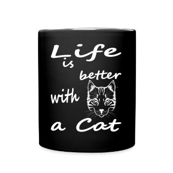 Katze Miau Haustier schwarze Katze Geschenkidee - Tasse einfarbig - Schwarz - Vorne