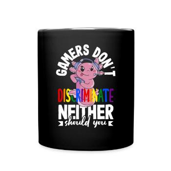 Gamers don't discriminate - neither should you - Full Colour Mug - black - Front
