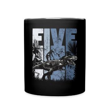 Tyrannosaurus 5 Year Old Dino 5th Birthday - Full Colour Mug - black - Front