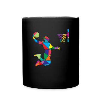 Low Poly Baller Polygon Basketball - Full Colour Mug - black - Front
