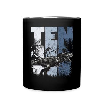 Tyrannosaurus 10 Jahre Alt Dino 10. Geburtstag - Tasse einfarbig - Schwarz - Vorne