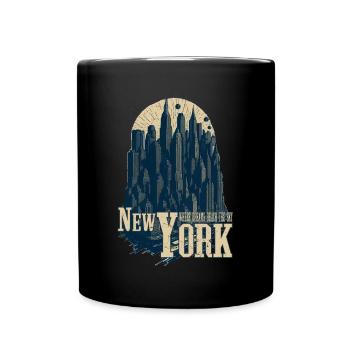 New York Skyline - Wo Träume Den Himmel Erreichen - Tasse einfarbig - Schwarz - Vorne