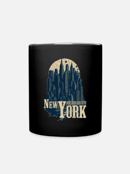 New York Skyline - Where dreams reach the sky - Full Colour Mug - black