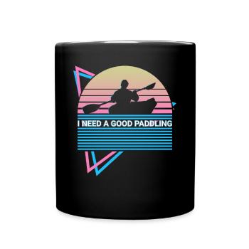 Funny Kayak Kayaking Retro - Full Colour Mug - black - Front