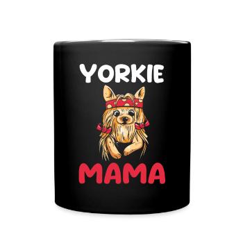 Hund Yorkie Mama - Tasse einfarbig - Schwarz - Vorne