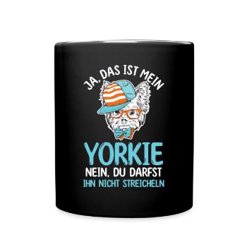 Hund Yorkie - Tasse einfarbig - Schwarz - Vorne