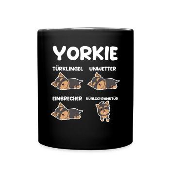 Hund Yorkie - Tasse einfarbig - Schwarz - Vorne