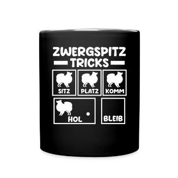 Hund Zwergspitz - Tasse einfarbig - Schwarz - Vorne