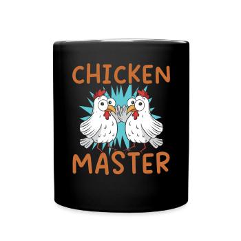 Hühnerbauer Hühnerflüsterer Bauernhoftier - Tasse einfarbig - Schwarz - Vorne