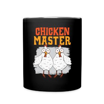 Hühnerbauer Hühnerflüsterer Bauernhoftier - Tasse einfarbig - Schwarz - Vorne
