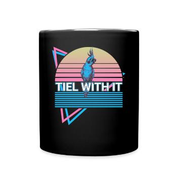 Nymphensittich Papagei Retro - Tasse einfarbig - Schwarz - Vorne