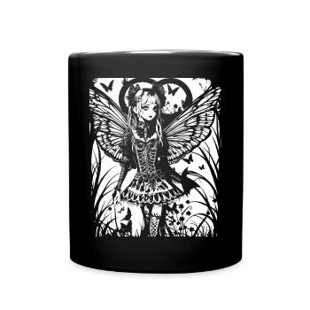 Fairycore Aesthetics Skeleton Fairy Goth Gothic G - Full Colour Mug - black - Front