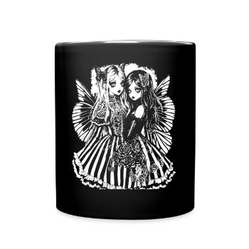 Fairycore Aesthetics Skeleton Fairy Goth Gothic G - Full Colour Mug - black - Front