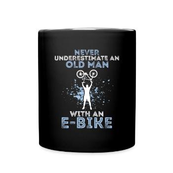 Ne sous-estimez jamais un homme avec un vélo électrique - Mug uni - noir - Devant