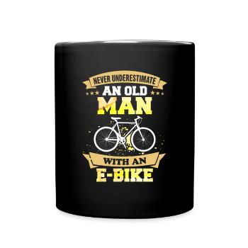 Ne sous-estimez jamais un homme avec un vélo électrique - Mug uni - noir - Devant