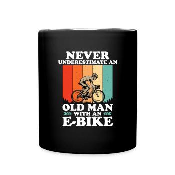 Ne sous-estimez jamais un homme avec un vélo électrique - Mug uni - noir - Devant