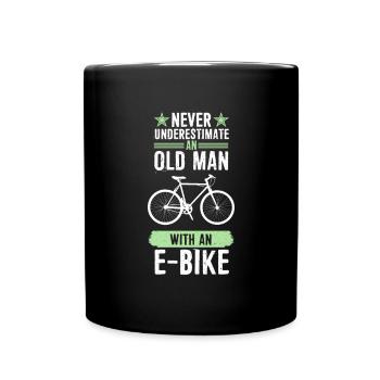 Ne sous-estimez jamais un homme avec un vélo électrique - Mug uni - noir - Devant