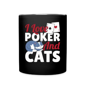 I Love Poker And Cats Aces Spades Bluffing Texas H - Full Colour Mug - black - Front
