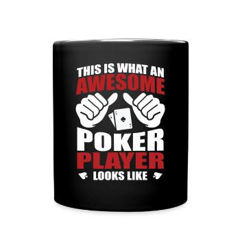 Awesome Poker Player Looks Like Flop Aces Spades - Full Colour Mug - black - Front