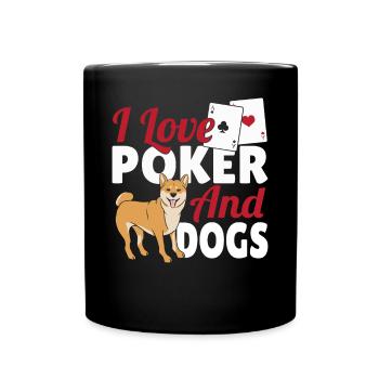 Game Card Texas Hold'em I Love Poker And Dogs - Full Colour Mug - black - Front