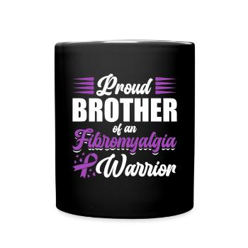 Proud brother of a fibromyalgia warrior - Full Colour Mug - black - Front