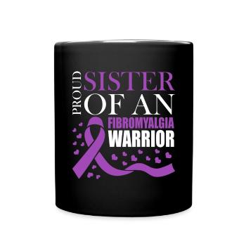 Proud mother of a fibromyalgia warrior - Full Colour Mug - black - Front