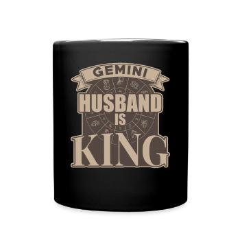 Zwillinge Ehemann Ist König - Tasse einfarbig - Schwarz - Vorne